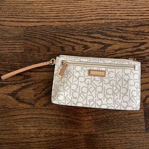 SOLD calvin klein white wristlet